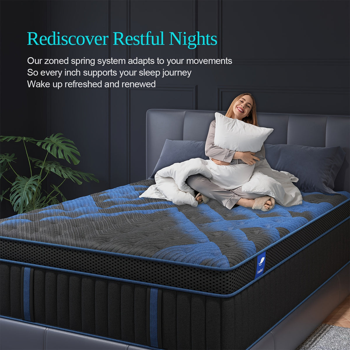 Pocket Spring Hybrid Mattress with Gel Memory Foam and Euro Top, Medium Firm 12 or 14 Inch Models with Twin, Full, Queen and King Size Selections