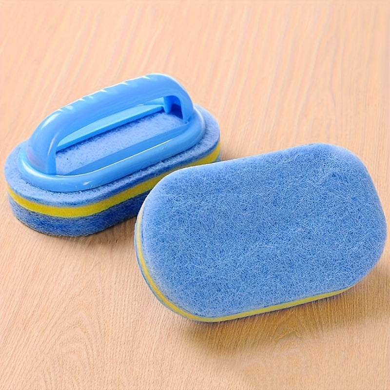Blue Household Cleaning Sponge for Compatible Kitchen and Bathroom Surfaces, Multipurpose Cleaning Tool with Listed Glass, Ceramic and Wall Cleanup Uses