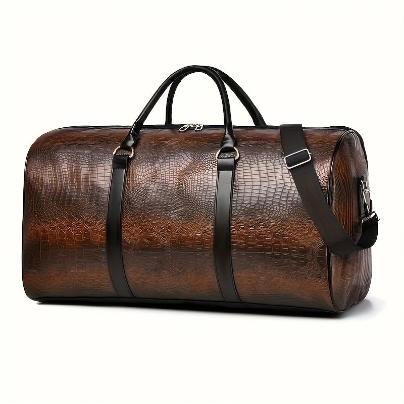 Crocodile Pattern Travel Handbag with Retro Styling and Shoulder Strap Reference, Dark Brown, Light Brown and A-Black Options for Everyday Packing
