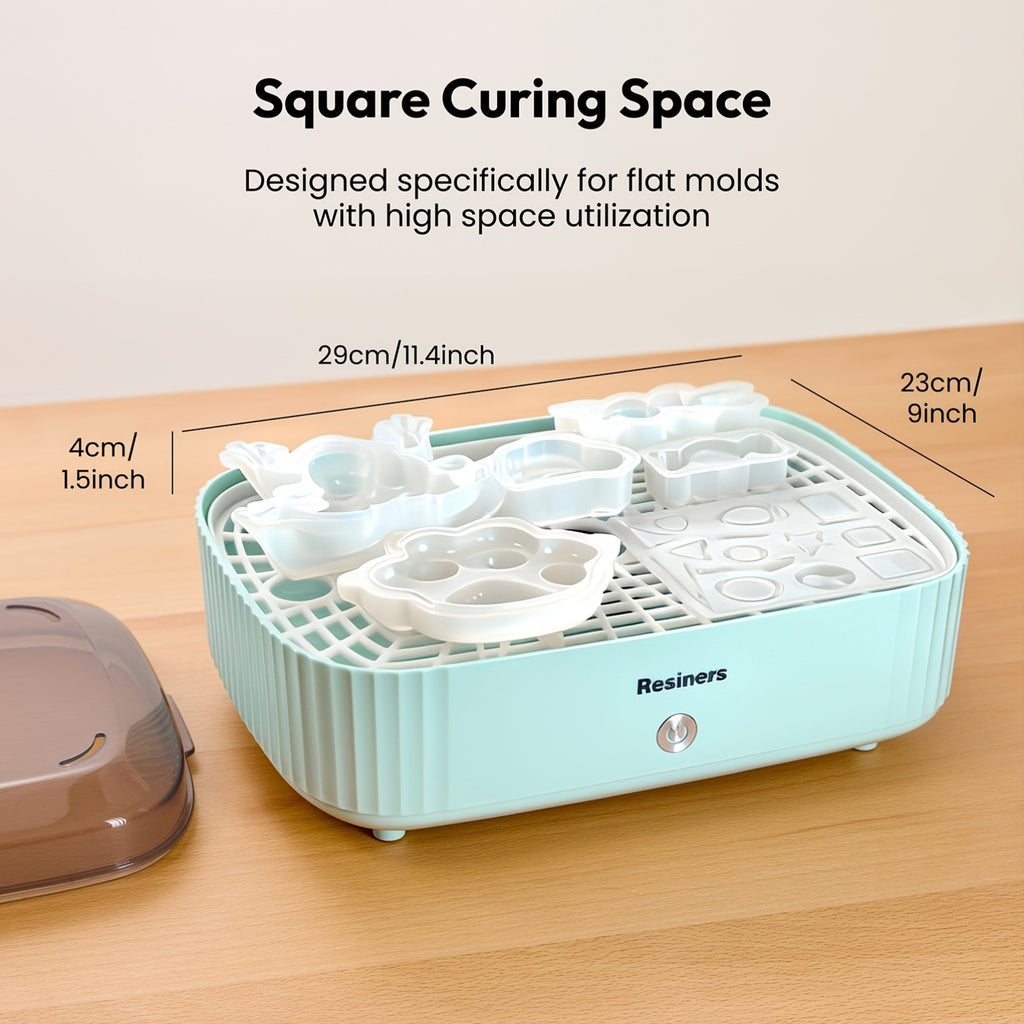 Resin Curing Machine in Mint Green with Tray Reference, Craft Curing Station for Compatible Resin Casting Projects and Adult Home Art Workshop Use