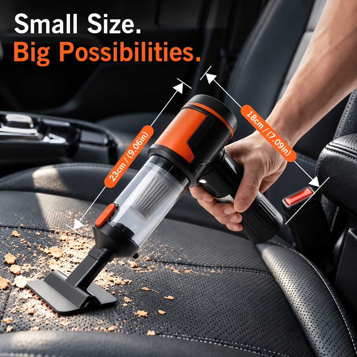 Car Vacuum and Air Duster with Cordless Handheld Design, Listed High and Low Modes, LED Light and Multi-Nozzle Attachments in Upgraded 23000PA Option for Interior Cleanup