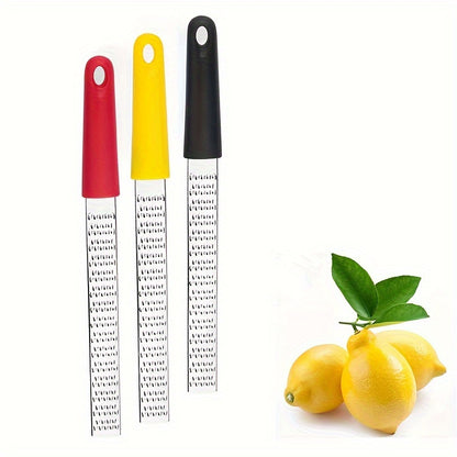 Manual Stainless Steel Zester Grater for Lemon, Cheese, Ginger and Garlic, Single Kitchen Prep Tool in Yellow, Red or Black for Everyday Home Cooking