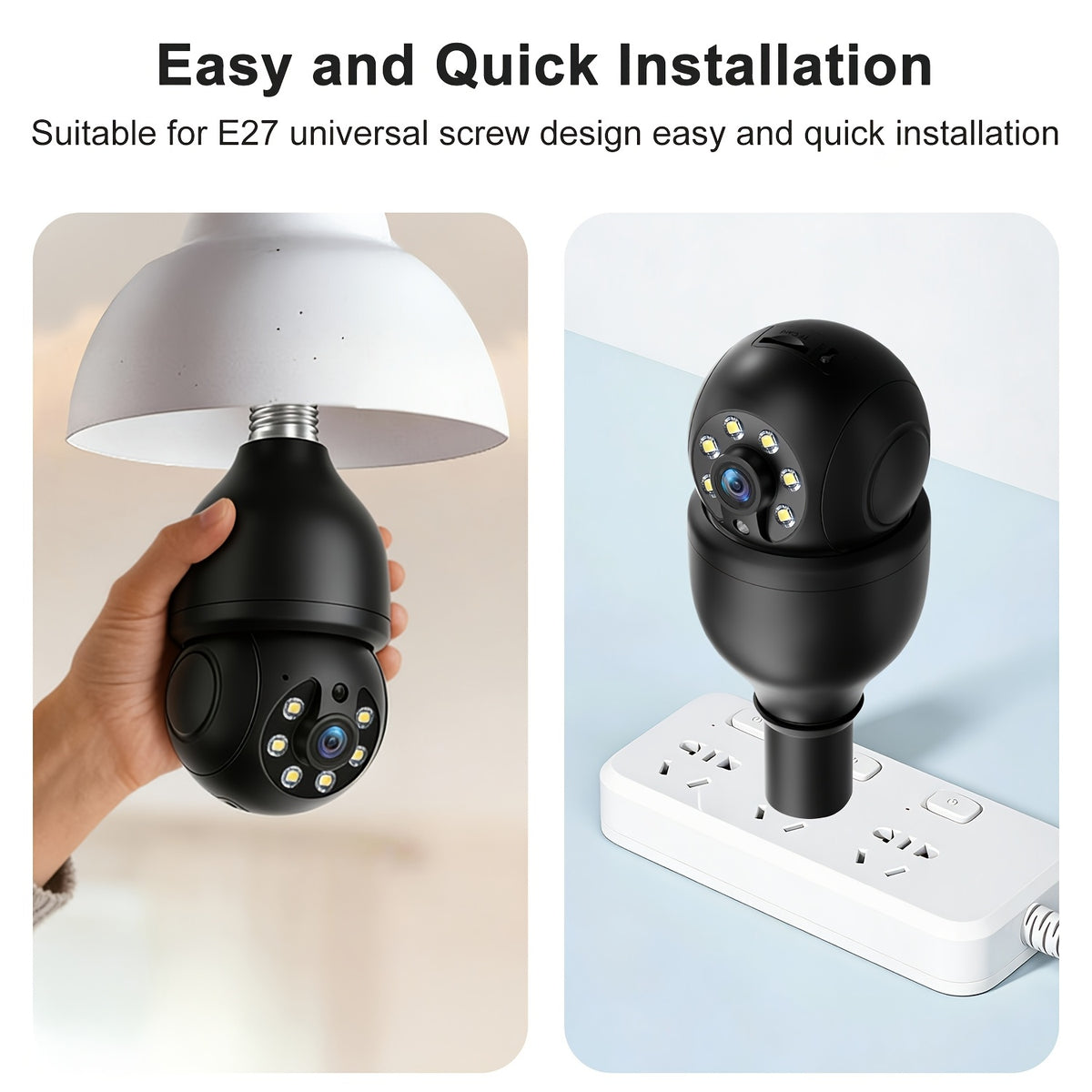 5MP Indoor Pet Monitoring Bulb Camera with Pan-Tilt Viewing, Color Night Vision, Motion Alerts and Two-Way Voice in One, Two or Four Camera Options