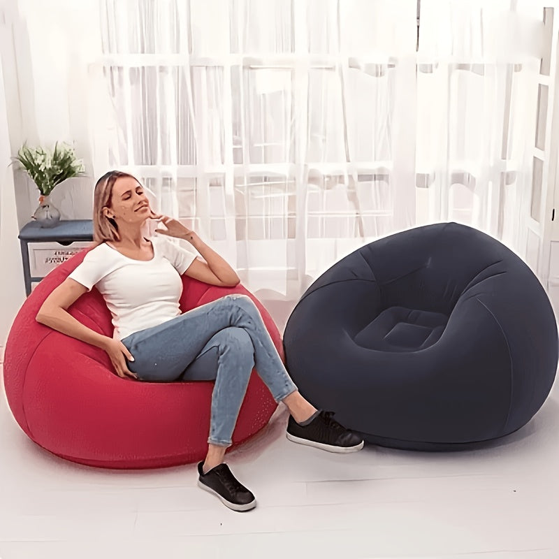 Round Lounge Sofa Chair, Single-Seat Ball Sofa in Dark Blue, Red or Brown for Living Room Relaxation, Office Breaks and Suitable Outdoor Picnic Setups