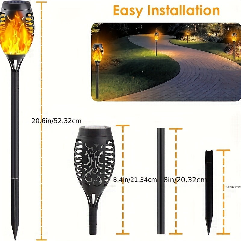 Solar Flickering Flame Lights for Outdoor Garden Decor, Auto On/Off IP55-Rated Landscape Lighting with 10, 12 and 24-Piece Options for Yard Parties