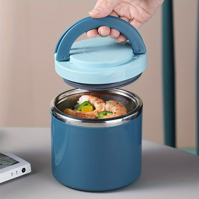 Stainless Steel Lunch Box with Handle, 630ml Green or Blue Bento Container with Listed Stackable Design for Office Meals, School Lunches and Picnic Packing