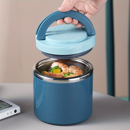 Stainless Steel Lunch Box with Handle, 630ml Green or Blue Bento Container with Listed Stackable Design for Office Meals, School Lunches and Picnic Packing