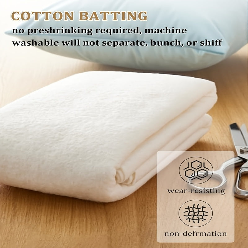 Cotton Quilt Batting in 79 x 91 Inch Size, Lightweight Filling for DIY Bedspreads, Handmade Blankets, Wearable Art and Quilting Craft Projects