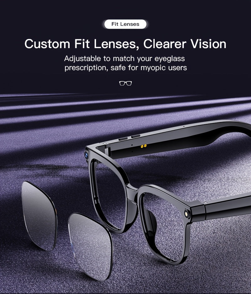 Smart Video Recording Glasses with Listed 1080P Video, 8MP Wide-Angle Camera, 163-Language Translation, Wireless Music and Calls in Black M02S or M08 Options