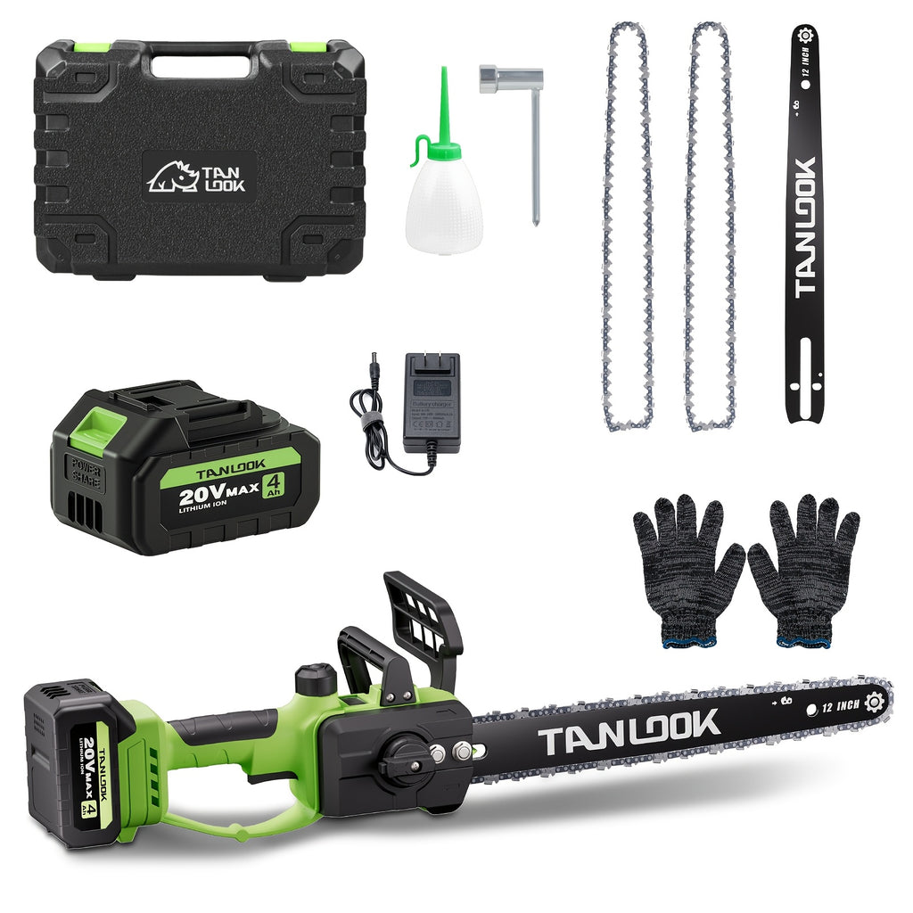 Battery-Powered Electric Chainsaw for Garden Pruning and Wood Cutting, Cordless Rechargeable Tool with Multiple Colors and One- or Two-Battery Kit Options