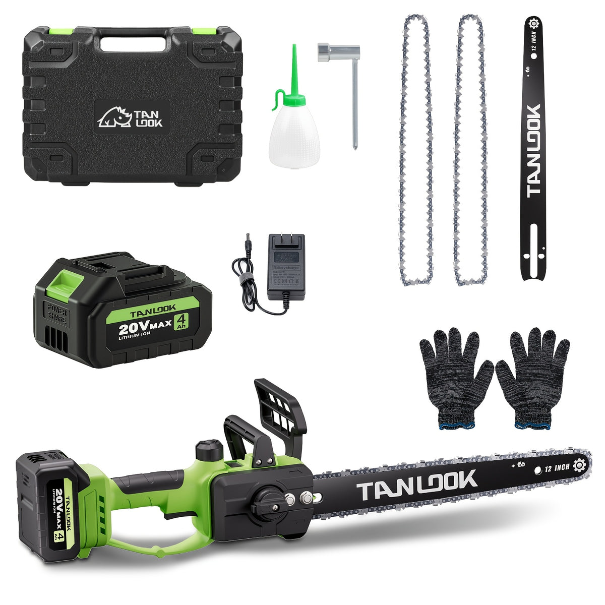 Battery-Powered Electric Chainsaw for Garden Pruning and Wood Cutting, Cordless Rechargeable Tool with Multiple Colors and One- or Two-Battery Kit Options