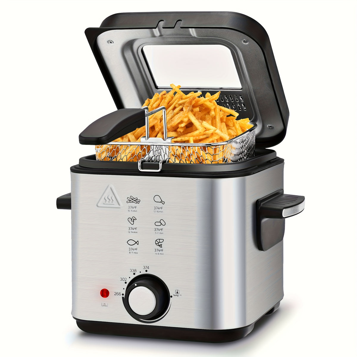 SUSTEAS Household Deep Fryer, 1500W with Adjustable Temperature Control, Nonstick Inner Pot and Frying Basket, 1.5L to 6L Kitchen Capacity Options