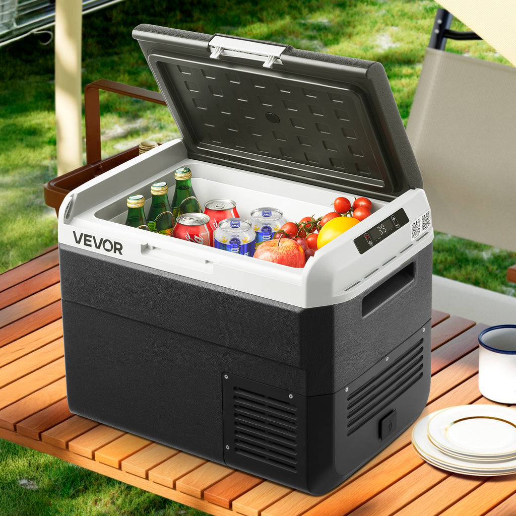 12V Car Refrigerator Freezer by VEVOR, 25L, 30L, 40L or 50L Portable Compressor Cooler with AC/DC Power and Battery Protection for RV Camping and Road Trips