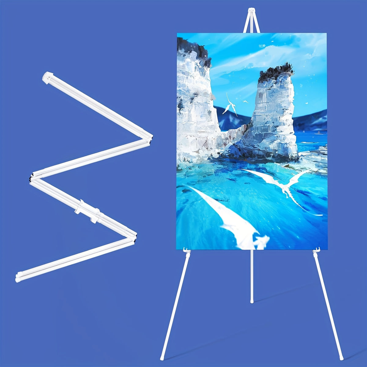 Display Easel Stand for Wedding Signs, Posters and Presentations, Folding Metal Tripod with 63-Inch Maximum Height, Adjustable Clips and Multi-Pack Options