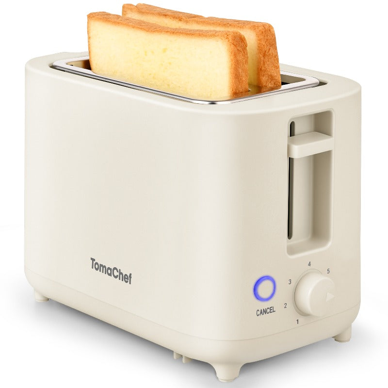 Compact 2 Slice Toaster by TomaChef, 700W with 7 Browning Settings and Removable Crumb Tray for Bread, Bagels and Waffles, Pitch-Black or Off-White