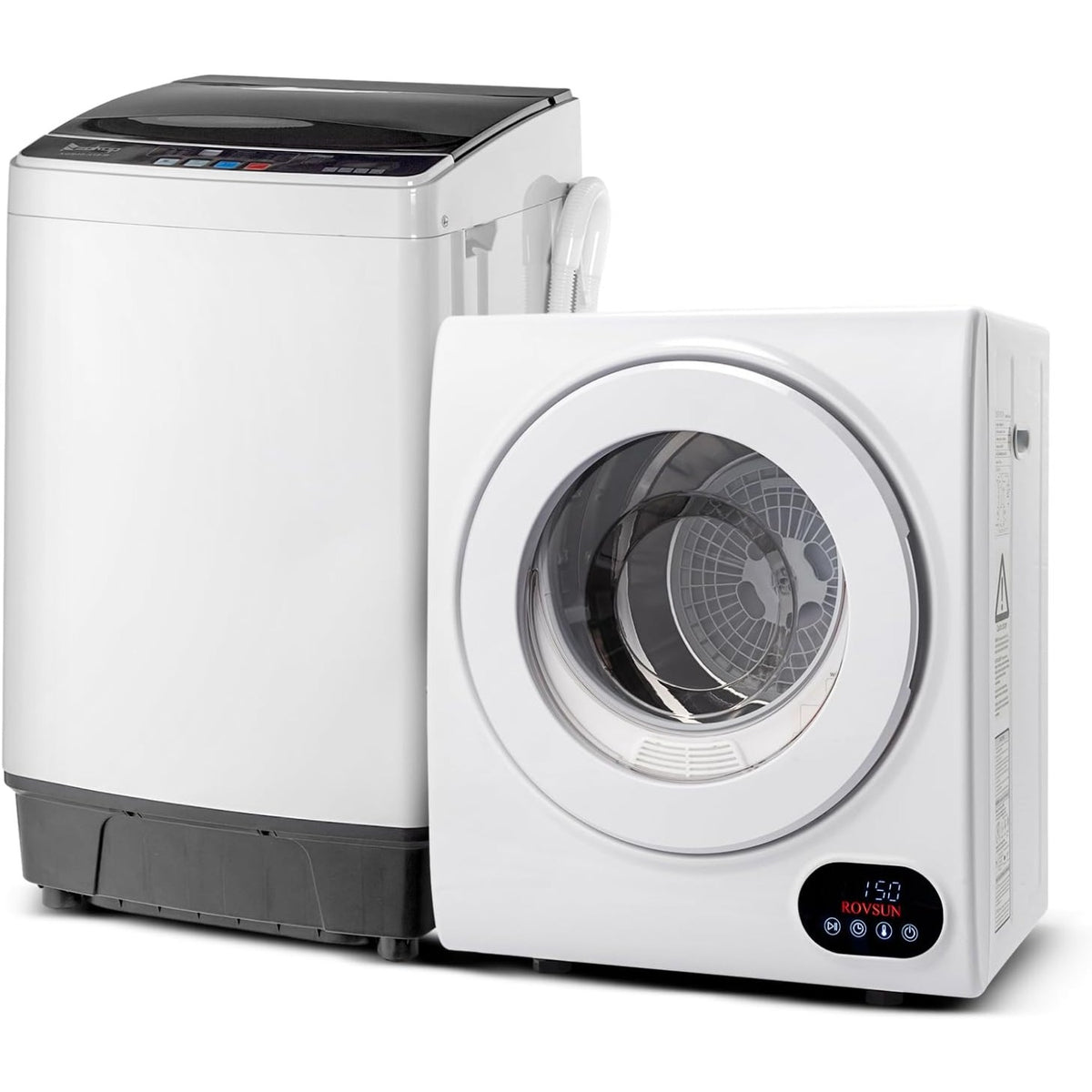 Washer and Dryer Combo, Compact Wash & Dry Laundry Set, Stainless Steel Tub, Smart Control, Low Noise, Wall-Mountable, for Apartment, Dorm, RV & Small Space
