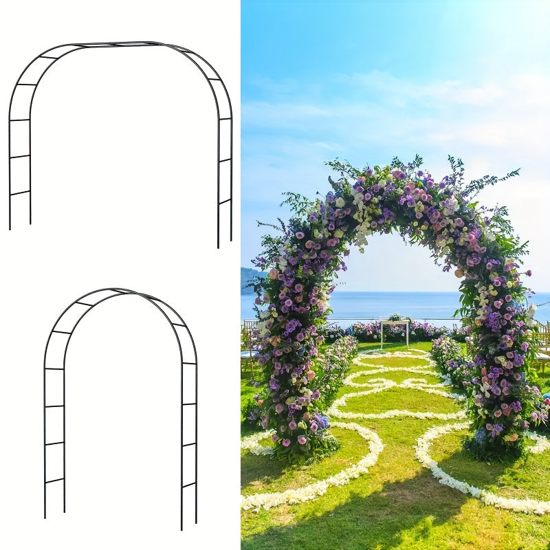 Metal Garden Arch Trellis for Climbing Plants and Wedding Decorations, Black or White One- and Two-Pack Options with Listed Two-Size Assembly Reference