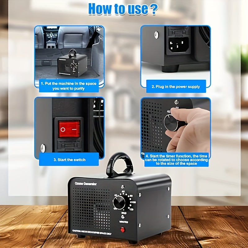 Ozone Generator Single Unit with Listed 36000mg/h Output, 0–120 Minute Timer, Humidity Display and Rubber Carry Handle for Specialist Odor-Treatment Evaluation