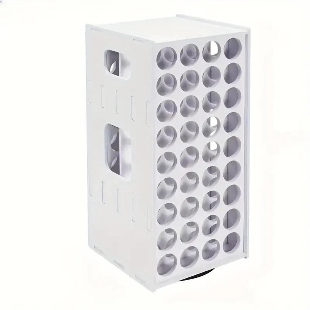 Rotating Paint Rack, 72-Slot White PVC Organizer for 2-Ounce Paint Bottles with 360-Degree Spin and Wall-Mountable Design for Artists and Craft Rooms