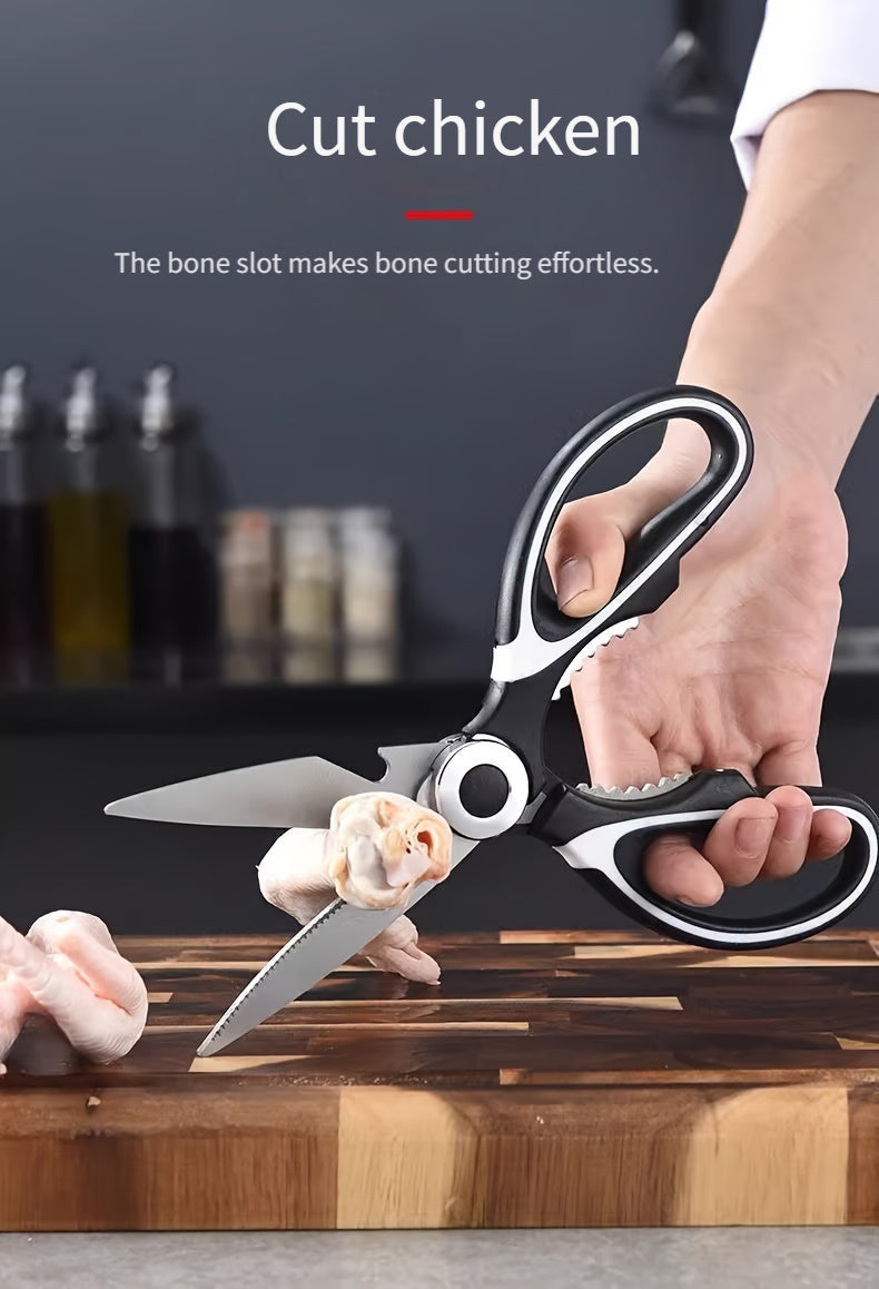 Multifunctional Poultry Shears with Stainless Steel Blades and Ergonomic Handle, Single Pair of Kitchen Scissors for Chicken, Duck, Fish and BBQ Meal Preparation