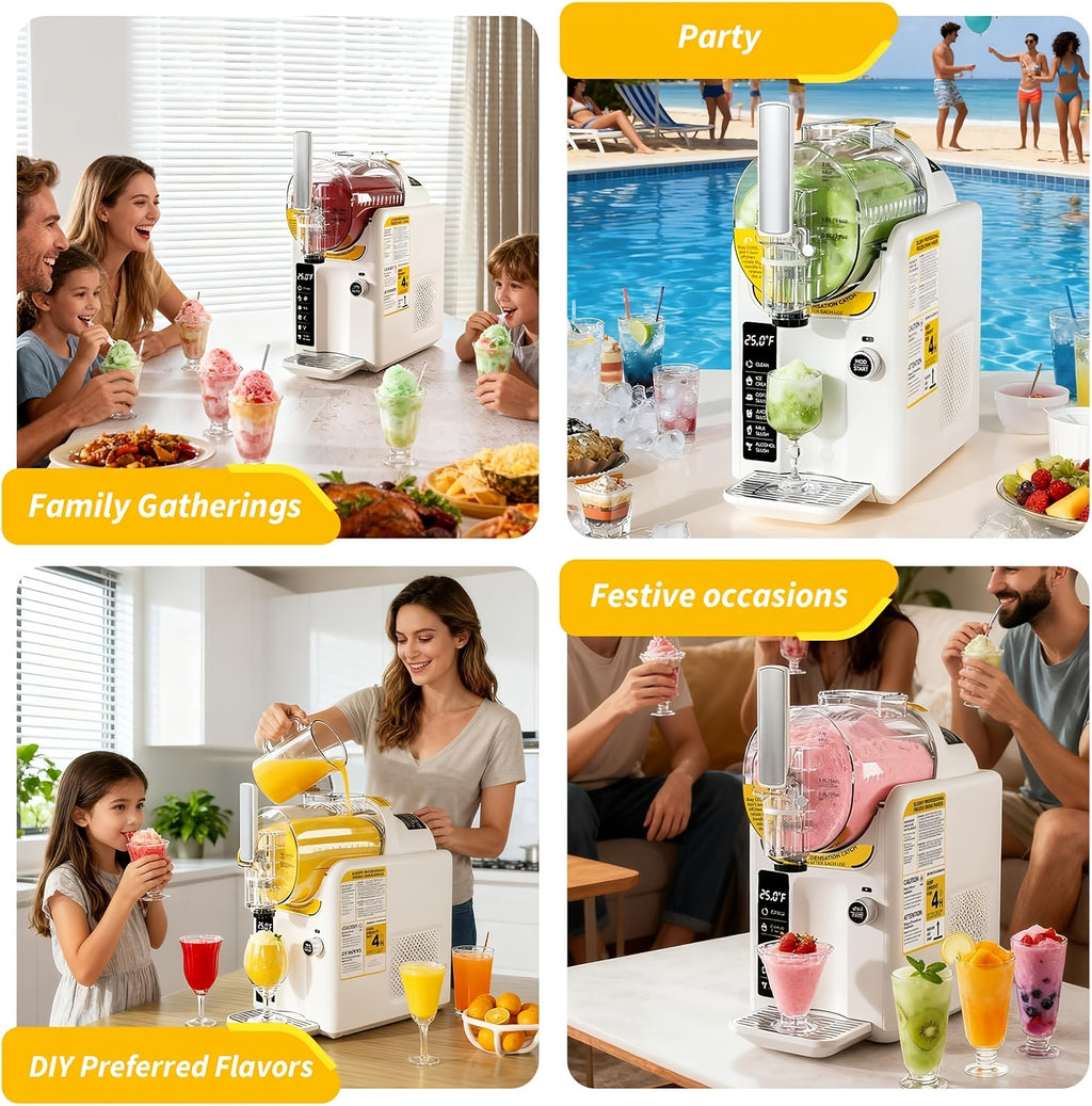 Slushie Machine and Ice Cream Maker by BAOTREE, 2-in-1 Frozen Drink Maker with 5 Presets, No Ice Needed and Self-Cleaning for Home Treats