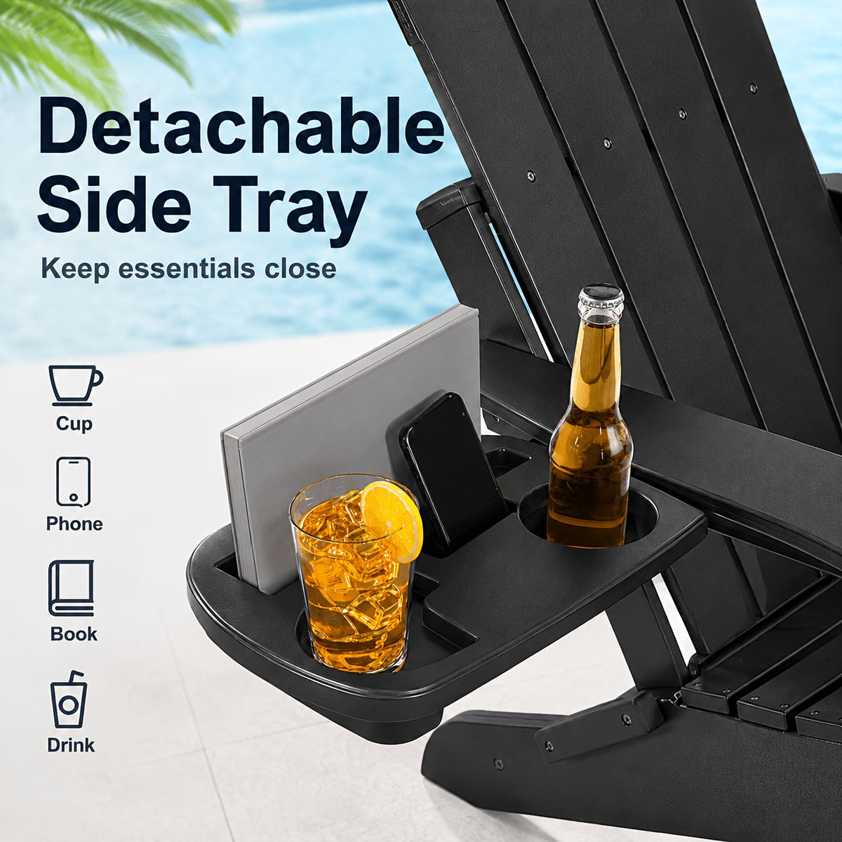 Adjustable Adirondack Chair by FOOWIN in HDPE for Patio, Lawn and Garden Seating, Single or Two-Chair Options with Selected Footrest-Free Configurations