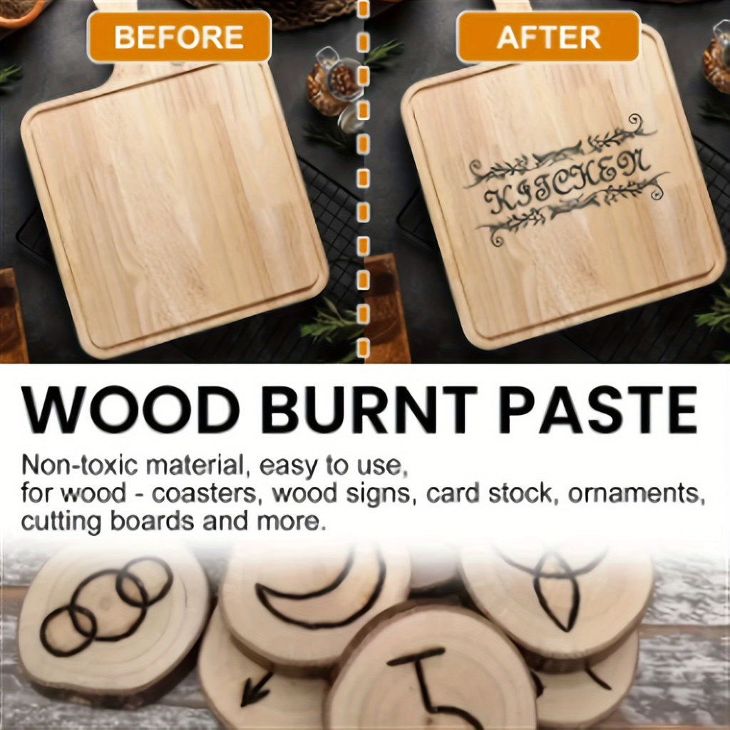 Wood Burning Paste Kit with Heat-Activated Craft Gel, Six-Jar or Gel and Pen Bundle Options for Compatible Wood Stencil Designs, Decorative Signs and Handmade Gifts