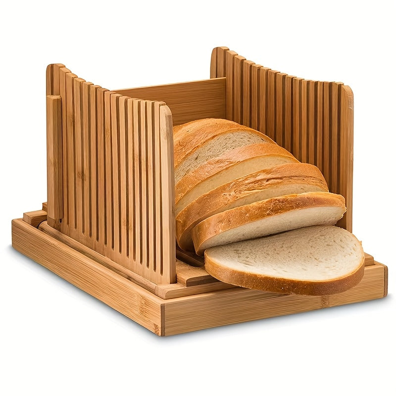Foldable Bread Slicer with Crumb Tray, A1 Bread Cutting Board and Crumb Collector for Home Loaf Preparation, Kitchen Counter Organization and Storage