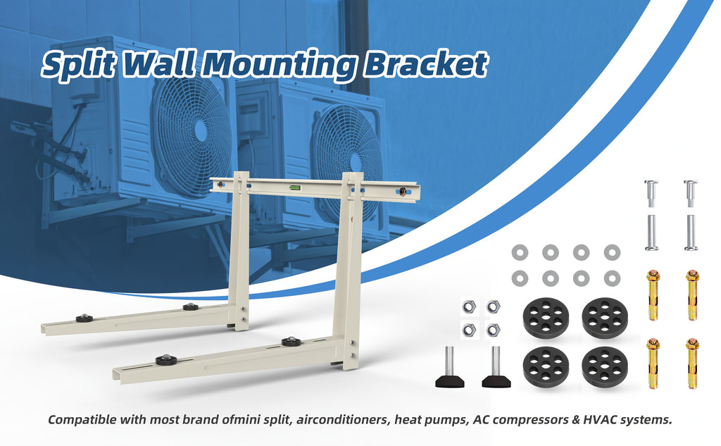Ductless AC Wall Mount Support Bracket with Listed 9000–36000 BTU Compatibility Wording for Outdoor Mini Split and Heat Pump Installation Planning, Verify Fit and Load