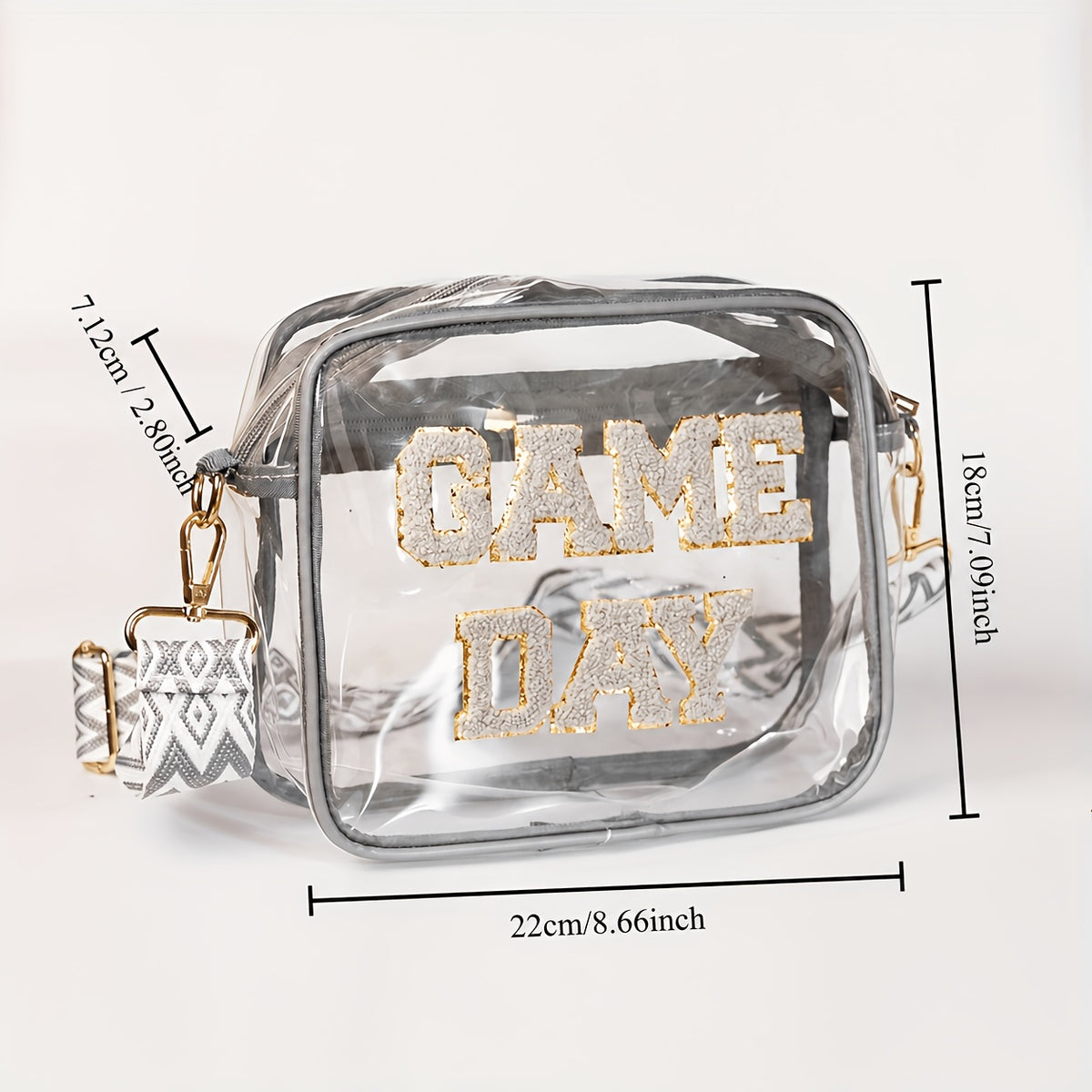Clear Crossbody Bag with Listed PVC Transparent Body and Eight Color Options for Game Day Outfits, Concert Visits, Sports Events and Tailgating Plans