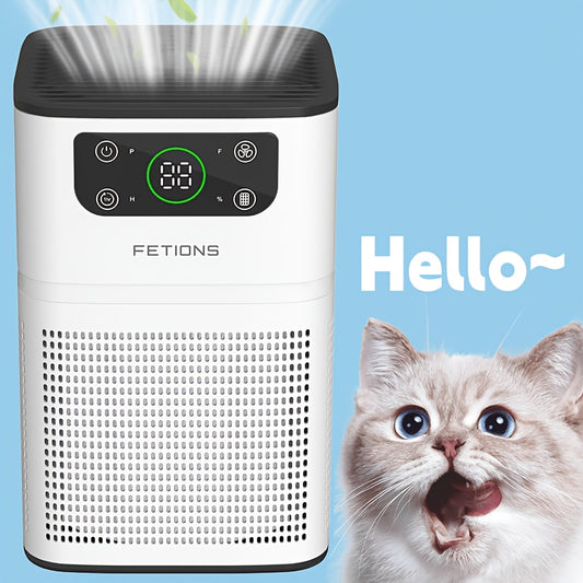 Compact H13 Air Purifier with Four Fan Speeds and Nine Timer Options, 360° Intake Room Air Cleaner with Aroma Pad, Sleep Mode and Filter-Life Display