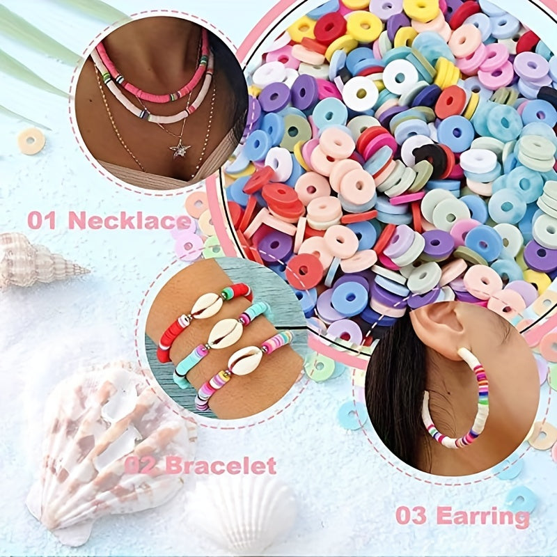 Clay Bead Bracelet Making Kit, 7200-Piece Colorful Soft Clay Bead Assortment in Two Boxes for DIY Jewelry, Custom Patterns and Handmade Gift Projects