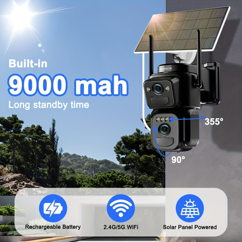 Solar WiFi Security Camera QW8-WIFI with Listed 2K Video, Motion Detection, Spotlight Alarm, Color Night Vision and Two-Way Audio for Home Monitoring