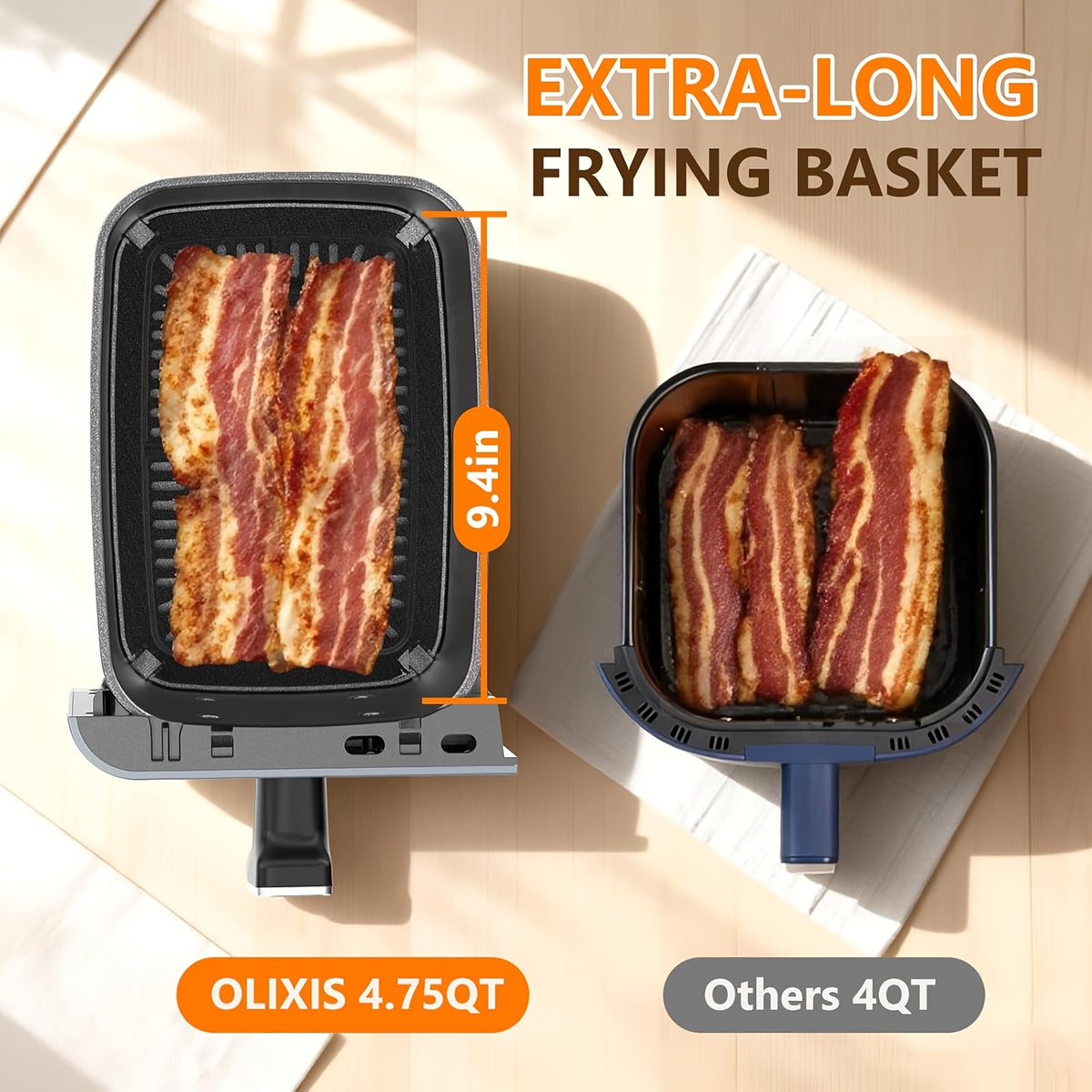 Dual Basket Air Fryer with Listed 9.5 Quart Capacity, Independent Temperature Control, Sync Mode, 10 Presets and Shake Reminder in Black or Gray