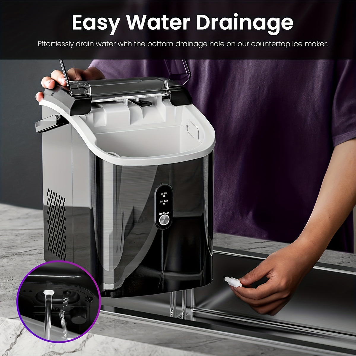 Nugget Ice Maker Countertop, 36 lbs Soft Chewable Pellet Ice Machine Daily, or 26 lb Bullet Ice Maker, Self-Cleaning, One-Touch, with Ice Scoop, for Kitchen Office, Christmas Birthday Gift