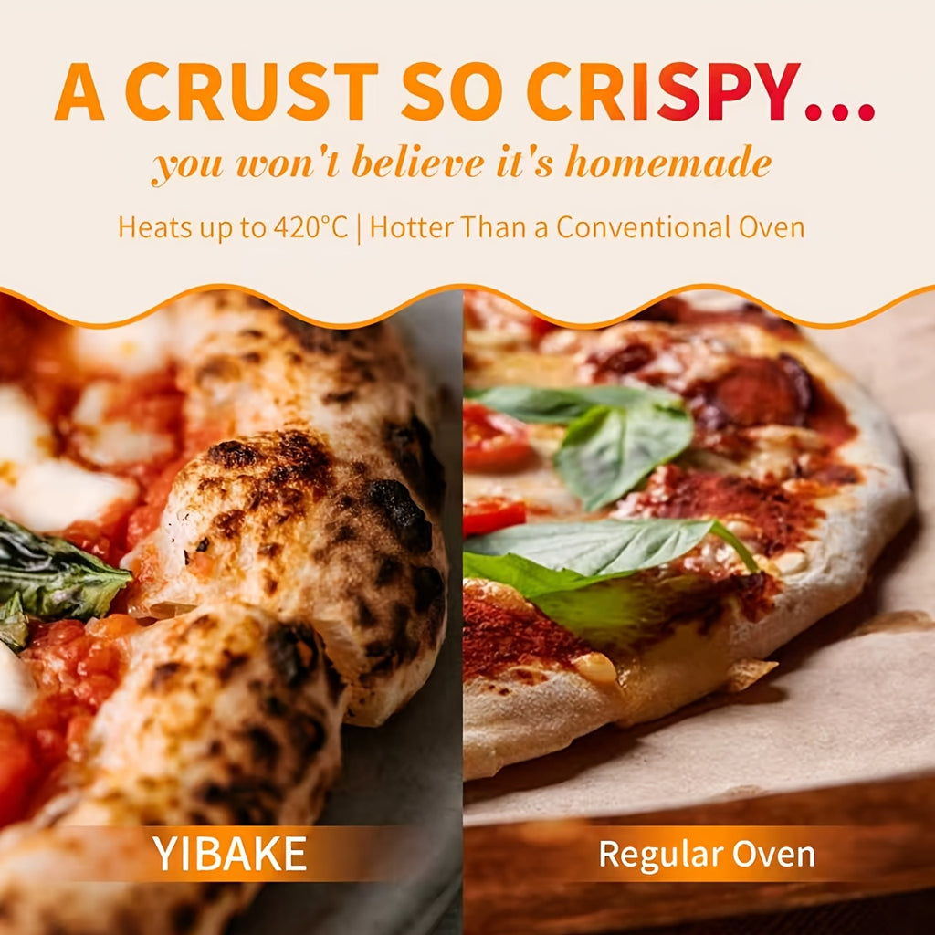 Indoor Pizza Oven by YIBAKE, White Countertop Pizza Maker and Grill for Home Pizza Nights, Listed 12-Inch Pizza Size and Maximum 800°F Heating