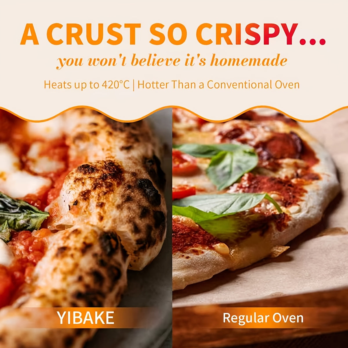 Indoor Pizza Oven by YIBAKE, White Countertop Pizza Maker and Grill for Home Pizza Nights, Listed 12-Inch Pizza Size and Maximum 800°F Heating
