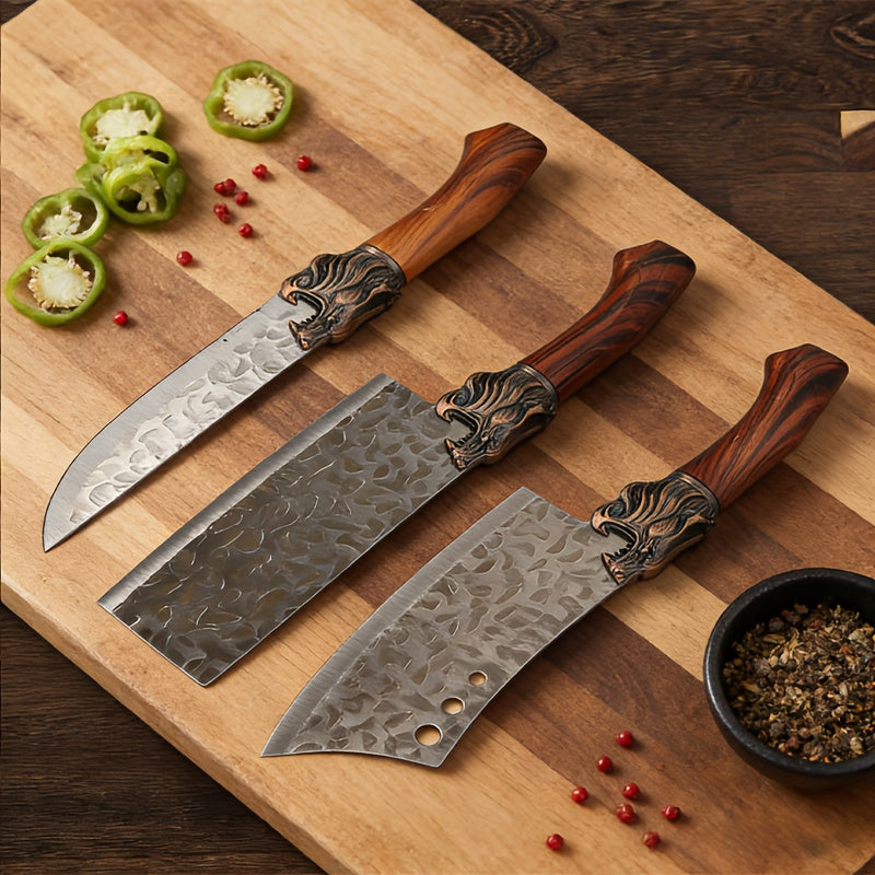 7-Piece Stainless Steel Kitchen Knife Set with Listed Replaceable Blades and Handcrafted Design for Home Cooking, Ingredient Prep and Kitchen Gift Ideas