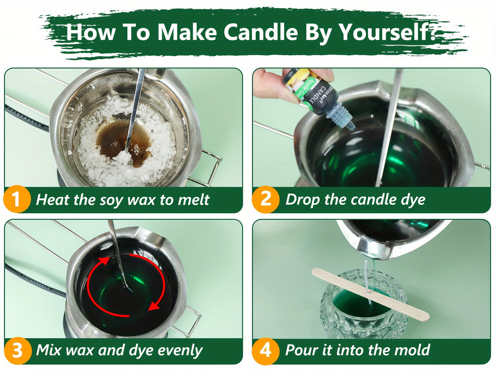 Liquid Candle Dye, Oil-Based 22-Color Selection with Mixed Color Label and 0.34oz Reference for Compatible Wax and Adult DIY Candle Making