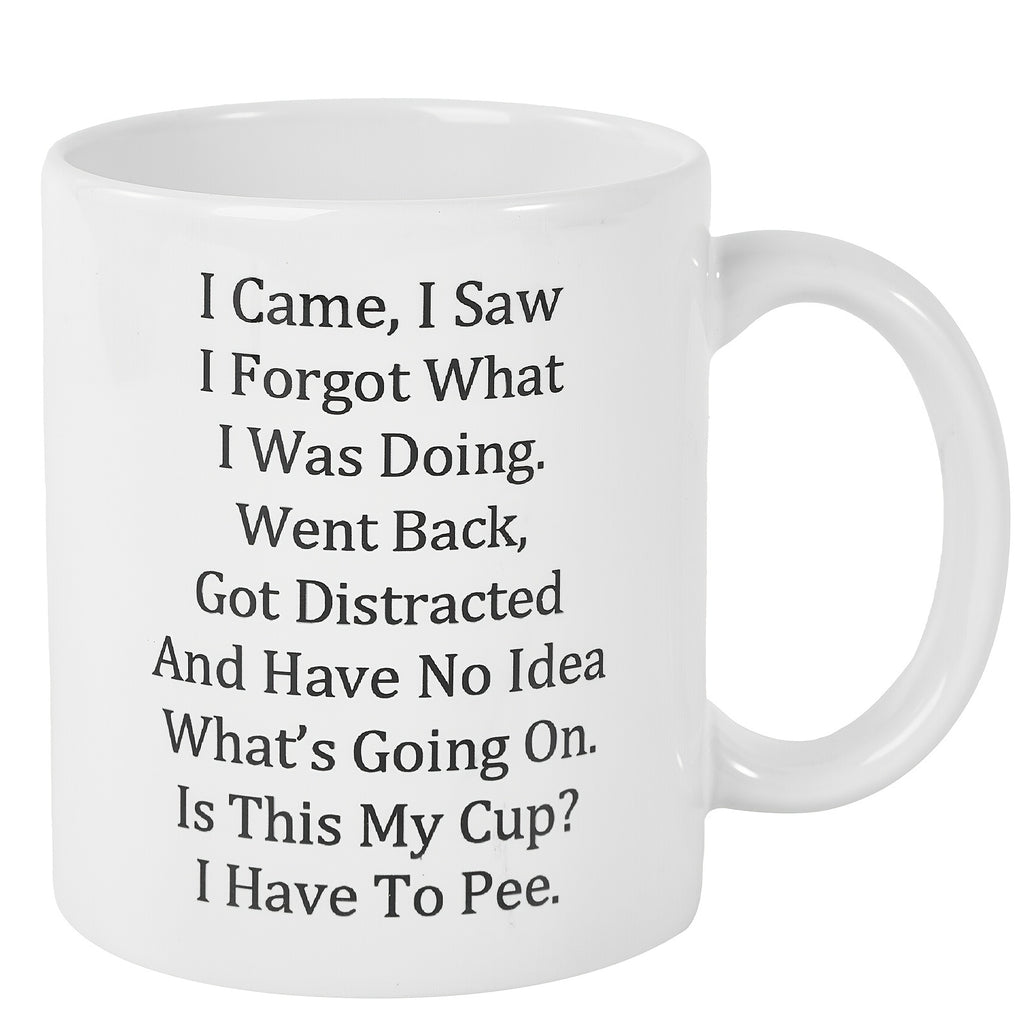 Funny Ceramic Coffee Mug with Double-Sided Letter Print, Single Round Coffee and Tea Cup for Home Coffee Corners, Office Desks and Birthday Gifts
