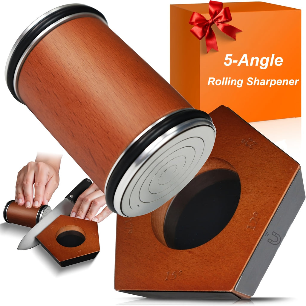 Diamond Rolling Knife Sharpener Set with Two-Angle, Five-Angle or Five-Sided Style Options for Compatible Kitchen and Outdoor Knife Edge Care and Home Cook Gifts