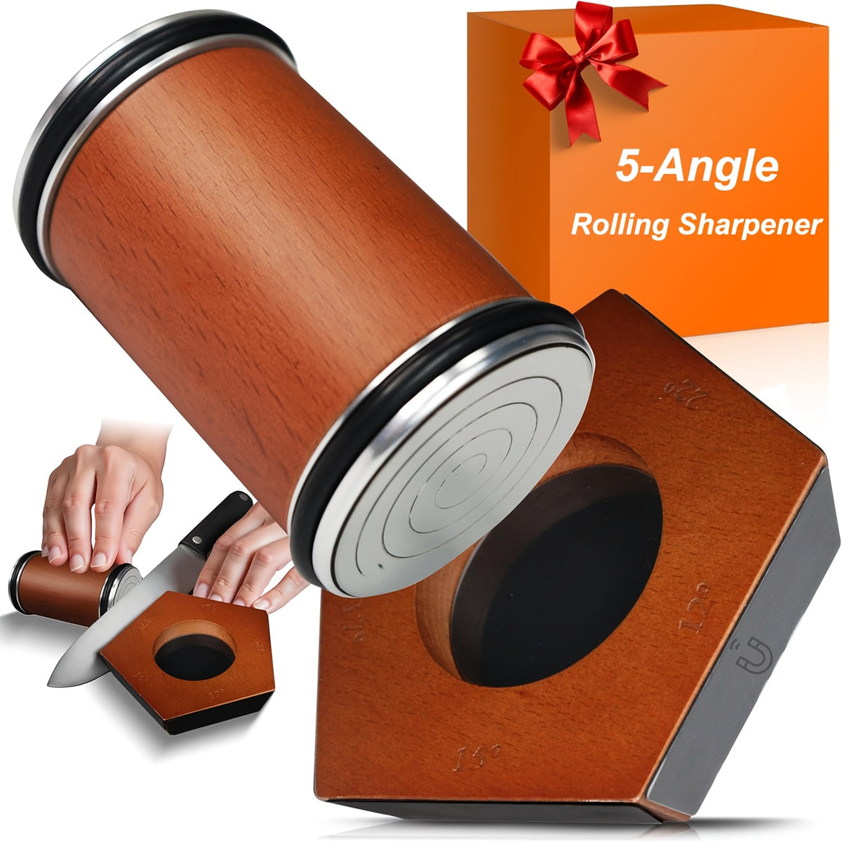Diamond Rolling Knife Sharpener Set with Two-Angle, Five-Angle or Five-Sided Style Options for Compatible Kitchen and Outdoor Knife Edge Care and Home Cook Gifts
