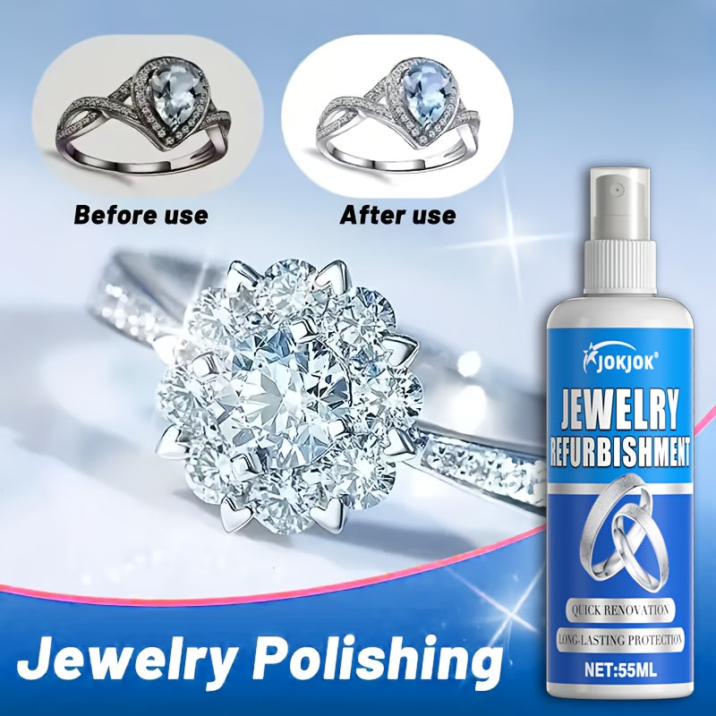 Jewelry Polish with Sponge, Listed 1.86oz Surface Brightening Formula for Compatible Metal Bracelets and Necklaces, At-Home Jewelry Care Accessory