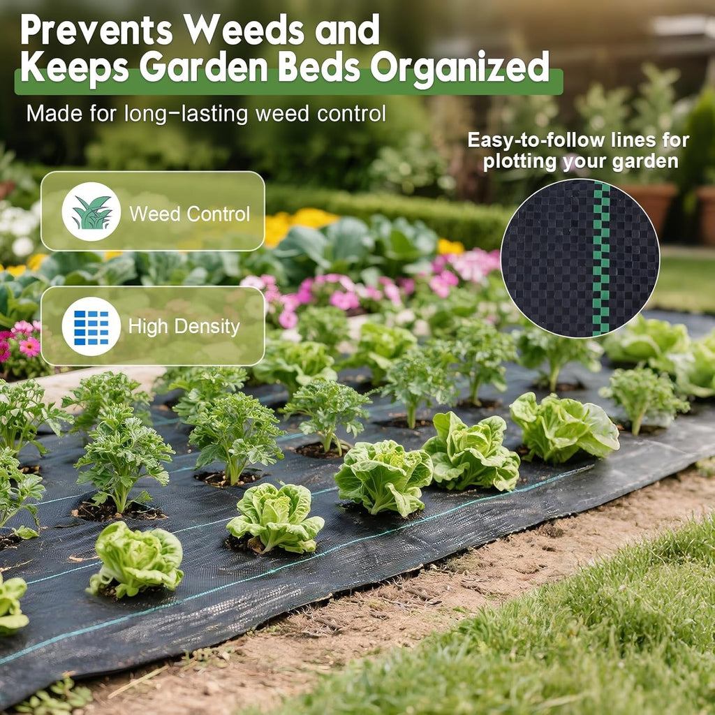 Woven Landscape Fabric Weed Barrier, 3.2oz Garden Ground Cover in 8 x 300 ft or 5 x 100 ft Rolls for Flower Beds, Mulch and Gravel Landscaping