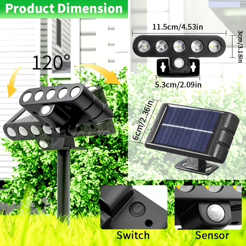Adjustable Solar LED Outdoor Lights, Four-Pack with Listed 120-Degree Adjustment and Three Modes, Black Housing in White or Warm White Options for Patio and Garden