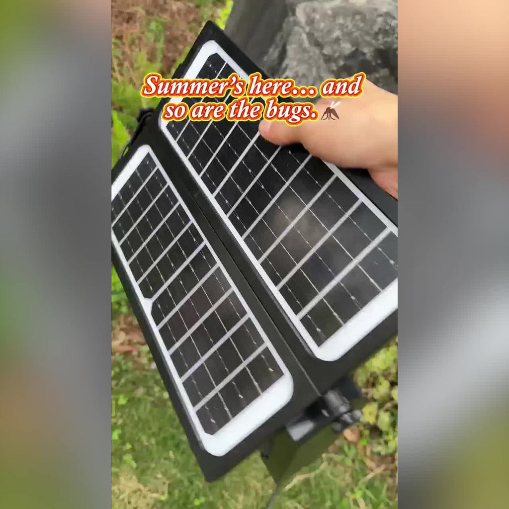 Bug Zapper 4200V Outdoor Solar Powered, Dual Solar Panel USB Rechargeable Insect Trap with Auto On/Off, IPX4 Waterproof for Patio, Backyard, Garden and Camping