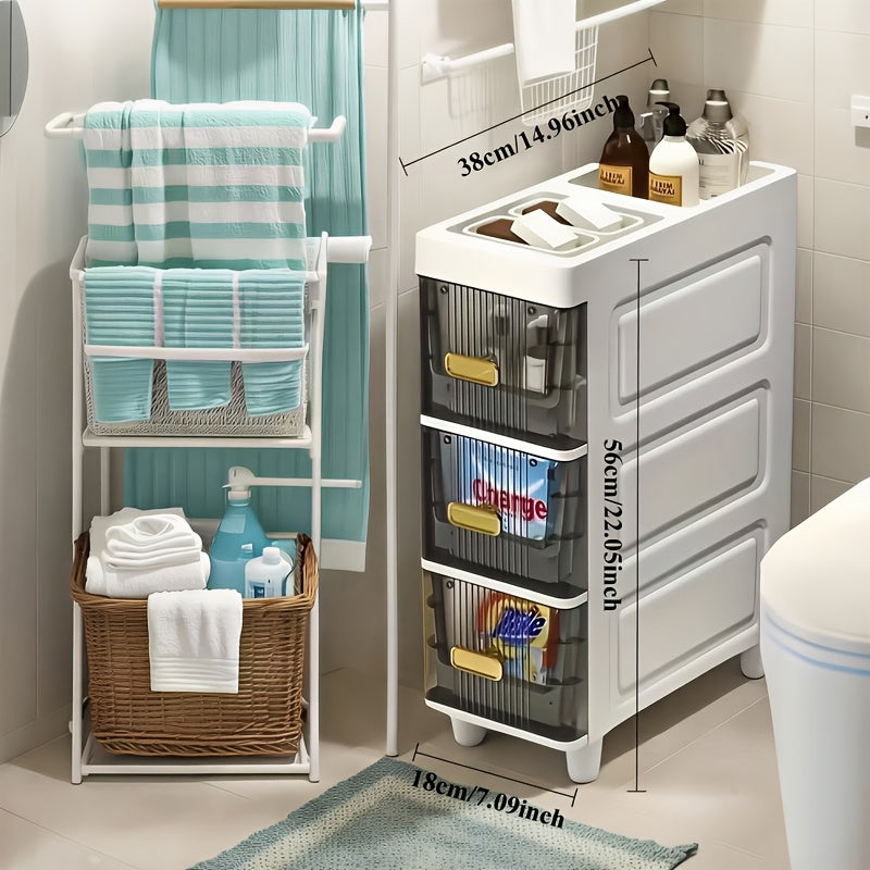 Slim Storage Cabinet with Drawers and Listed PP Material, Three-, Four- or Five-Layer and Six-Drawer Options for Bathroom, Kitchen and Small-Space Organization