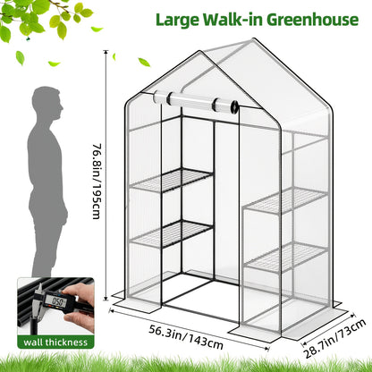 Garden Greenhouse with PE Cover and Listed Iron Frame, Three-Layer, Four-Layer or Large Walk-In Options in Green or White for Seedling and Plant Organization