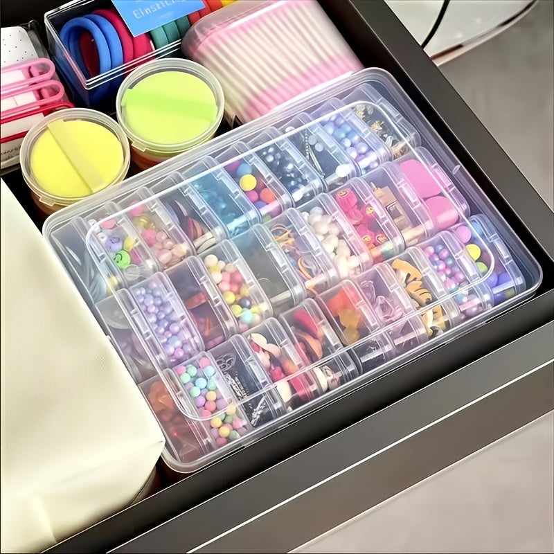 Small Parts Storage Box Set with 30 Mini Containers and One Large Box, 31-Piece Clear Rectangular Plastic Organizer for Beads, Jewelry and Craft Accessories