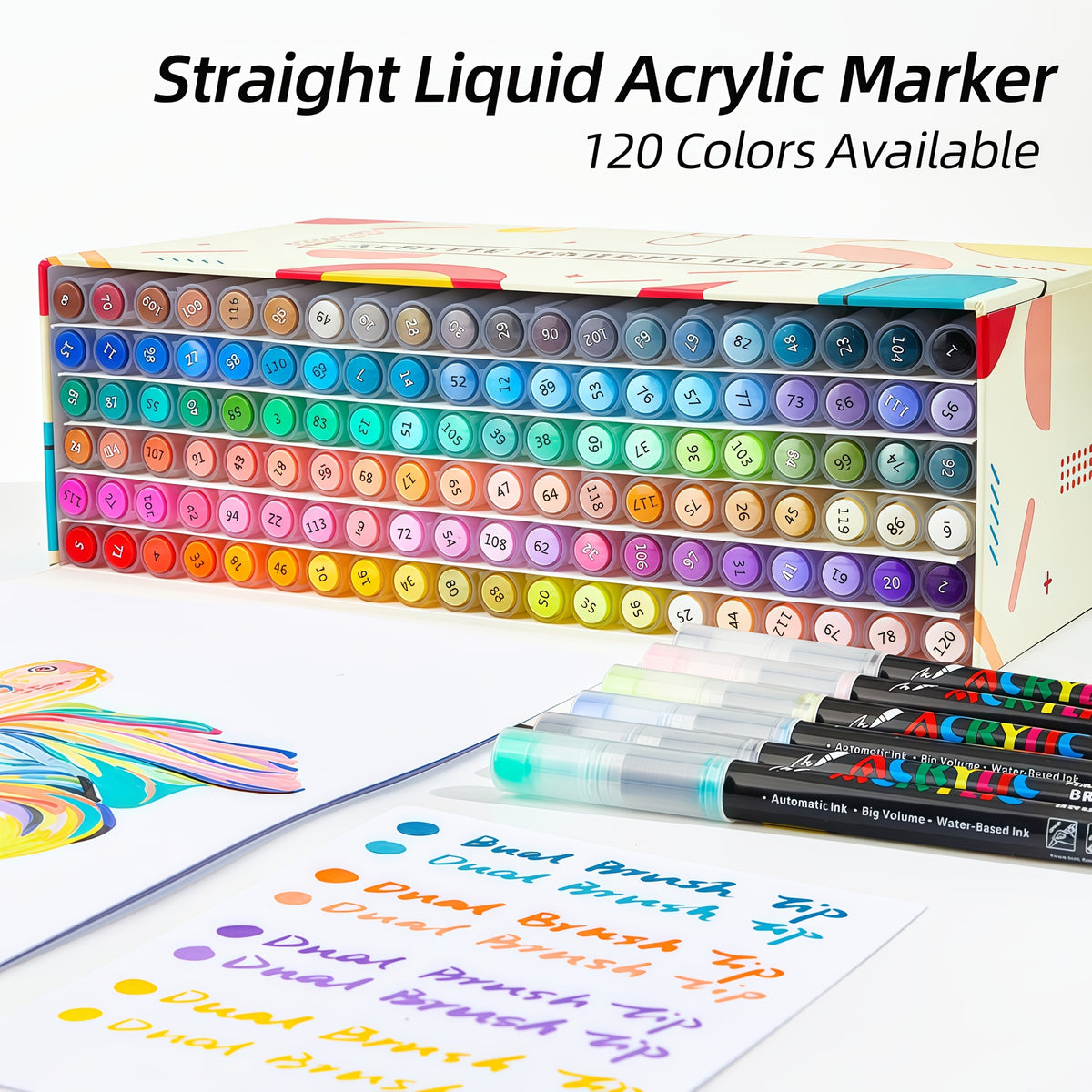 Brush Tip Acrylic Paint Markers for Rock Painting, Wood, Canvas, Glass and DIY Crafts, Art Pen Set Options from 12 Pieces to a Listed 168-Color Selection